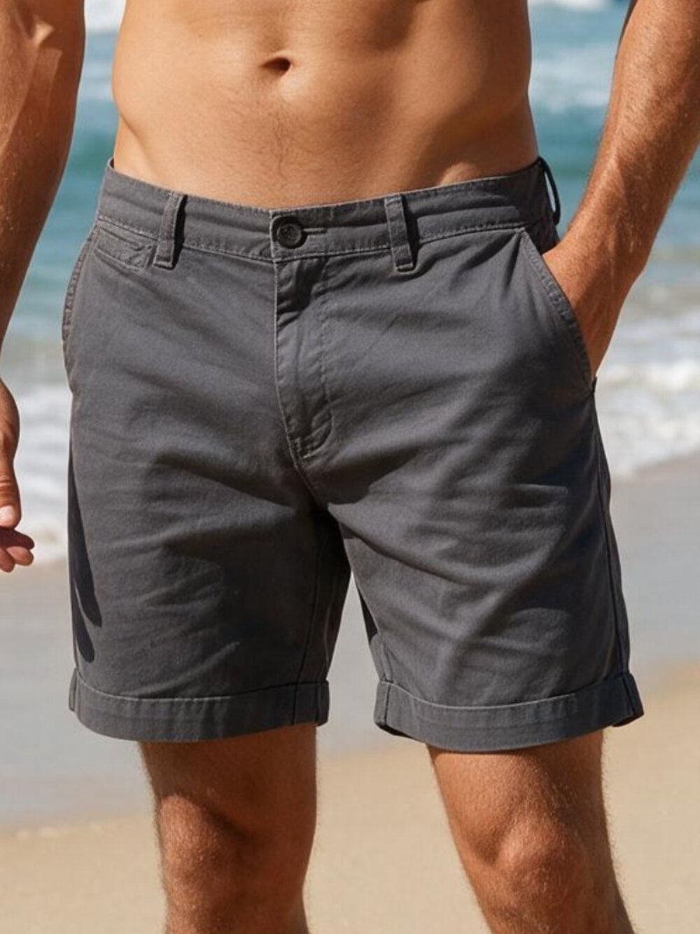 Size 38 Men's Gray Shorts By George Grey Casual Work Office Cotton Lightweight